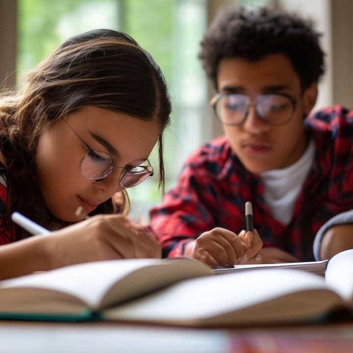 Picture of college kids studying