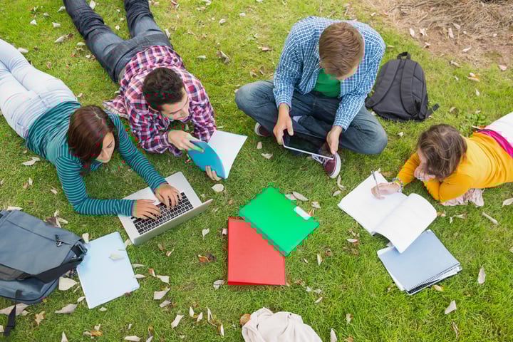 students outside