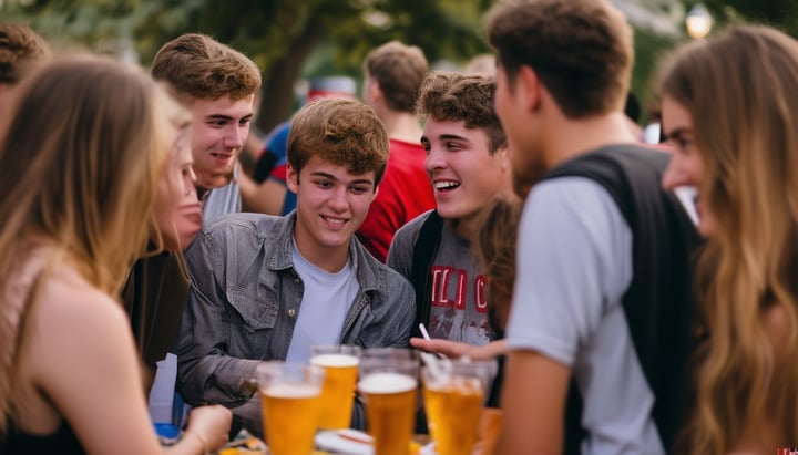 Students bonding at a fraternity event