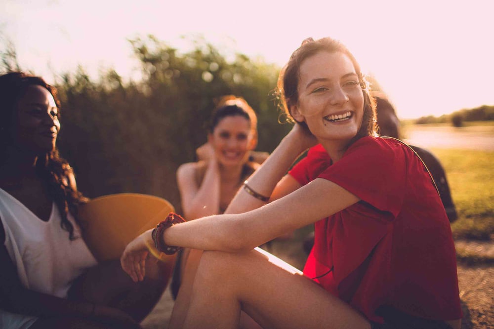 People relaxed and smiling